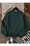 Unisex Green Pocket Ribbon Printed Crew Neck Sweat - 2