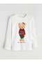 Peak New Season Crew Neck Bear Teddy Printed Girls' Pajama Top