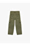 Loose Fit Cotton Cargo Pants with Pocket Detail - 2