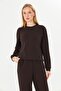 Women's Modal Fabric Comfortable Fit Tracksuit Set Brown 8509-K - 2