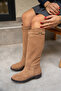 Hunt Mink Genuine Leather Suede Women's Detachable Buckle Detailed Boots - 3