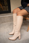 Janga Nude Leather Women's Round Toe Zippered Boots - 4