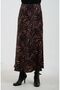 Brown Patterned Satin Bias Skirt - 3