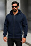 Men's Trend Winter Navy Blue Oversized Sweatshirt - 5