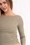100% Cotton Blouse with Stitching Details and Boat Neck - 4