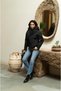 Black Quilted Short Coat with Scarf Detail - 3
