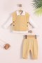 Yellow baby boy knitwear 3-piece set – Vest Set, with pants, long sleeve