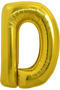 Letter D Balloon Gold Gold 78cm Large Size Compatible with Air and Helium
