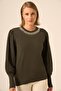 Women's Stone Detailed Sweater Khaki 25050 - 5
