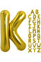Letter K Balloon Gold Gold 78cm Large Size Compatible with Air and Helium