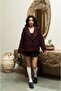 Plum Double-Breasted Collar Short Coat - 3