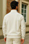 Men's Winter White Oversized Zippered Sweatshirt - 5