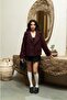 Plum Double-Breasted Collar Short Coat - 5