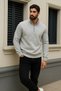 Men's Trend Winter Gray Zippered Sweatshirt - 3