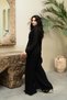 Black Double-Breasted Cut Pleated Chiffon Jacket Pants Set - 7