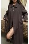 Brown Belted Trench Coat with Top Buttons - 4