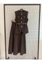 New Season Belted Pulu Vest and Pulu Skirt with Zippered Waist Lined Skirt Top and Bottom Set - 6