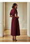 Belted Midi Dress with Short Sleeves and V-neck - 3