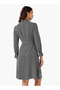 Abstract Print Mini Dress with High Neck and Tie-Up Belt - 3