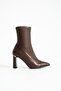 Women's Genuine Leather Stretch Boots Brown - 2