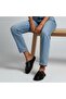 Black Genuine Leather Buckle Women's Daily Comfortable Sabo Slippers - 5