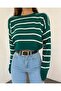 Emerald Thin Striped Crop Knitwear Sweater - 2