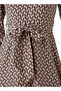 Abstract Print Mini Dress with High Neck and Tie-Up Belt - 4