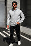 Men's Trend Oversized Gray Zippered Sweatshirt - 2
