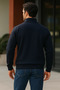 Men's Trend Premium Navy Blue Zippered Sweatshirt - 5