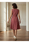 Polka Dot Print Sleeveless Mini Dress with Crew Neck - 3
