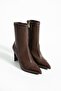 Women's Genuine Leather Stretch Boots Brown - 4