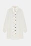 Women's Shirt Collar Wooden Buttoned Collage Elastic Aerobin Woven Tunic - Regular Fit - 4