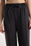 Linen Fabric High Waist Striped Elastic and String Lace-Up Waist Detailed Trousers - 3
