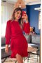 Women's Crew Neck Flounce Detailed Imported Crepe Dress – Engagement, Henna, and Invitation Stylish Dress