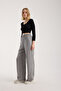 Linen Fabric High Waist Striped Elastic and String Lace-Up Waist Detailed Trousers - 5