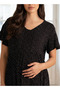 Maxi Maternity Night Dress Short Sleeves with Polka Dot Print - 3