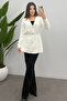 Women's Ecru Gold Snap Detailed Soft Knit Cardigan - 5