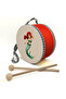 Mermaid Printed Leather Children's Drum - Red 17cm |   Red Drum |   Dg-Deniz_Kizi