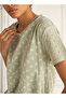 Embroidered Cotton Night Dress with Short Sleeves - 3