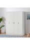 Gamorah 4-Door Wardrobe in Washed White - Engineered Wood, 9 Shelves, 2-Year Warranty, 160x55x210cm