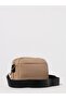 Women's Metal Logo Zipper Closure Leather Short Handle Beige Shoulder Bag - 2