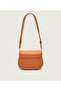 Women's Leather Adjustable Strap Metal Logo Beige Shoulder Bag - 5
