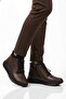 Brown Genuine Leather Women's Boots with Fleece Inside, Non-Slip Zipper 3615 Z