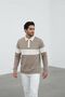 Interview Snap Polo Collar Combination Beige Ecru Sweatshirt