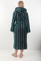 Women's 100% Bamboo Striped Hooded Long Dressing Gown / Bathrobe - 4