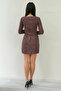 Women's Square Neck Long Sleeve Tweed Dress Burgundy, Ecru, Black - 8