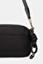 Women's Metal Logo Zipper Closure Leather Short Handle Black Shoulder Bag - 4