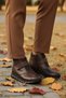 Brown Genuine Leather Inside Fleece Velcro Zipper Non-Slip Women's Boots 3609 Z - 3