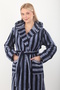 Women's 100% Bamboo Striped Hooded Long Dressing Gown / Bathrobe - 2