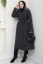 Women's Fur Detailed Double-Breasted Collar Belted Cashmere Coat - 3